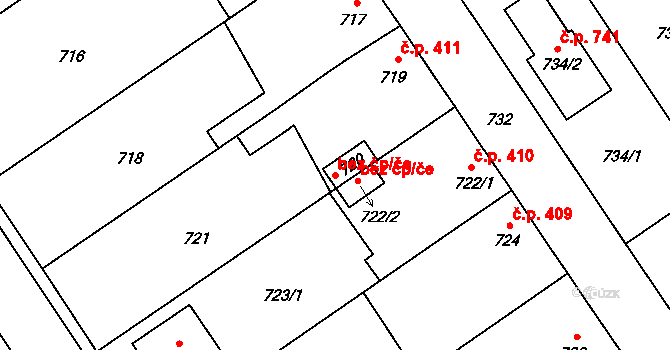 Jedovnice 39818136 na parcele st. 720 v KÚ Jedovnice, Katastrální mapa