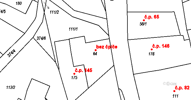 Hronov 41686136 na parcele st. 64 v KÚ Velký Dřevíč, Katastrální mapa