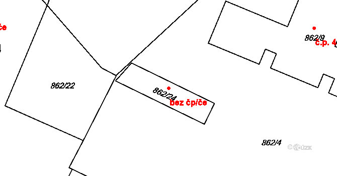 Chomutov 42085136 na parcele st. 862/24 v KÚ Chomutov I, Katastrální mapa
