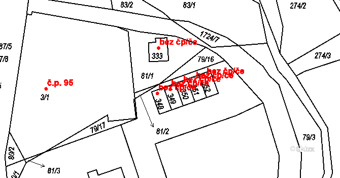Ohnišov 42415136 na parcele st. 349 v KÚ Ohnišov, Katastrální mapa