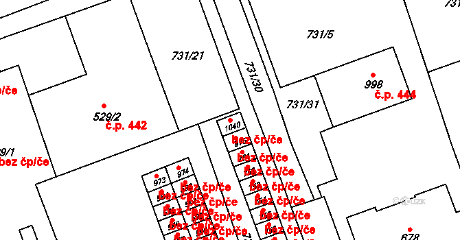 Police nad Metují 43092136 na parcele st. 1040 v KÚ Velká Ledhuje, Katastrální mapa