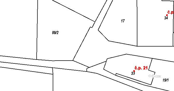 Skuhrov nad Bělou 43590136 na parcele st. 107 v KÚ Svinná u Brocné, Katastrální mapa