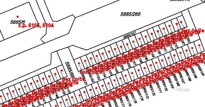 Chomutov 45013136 na parcele st. 5885/155 v KÚ Chomutov I, Katastrální mapa