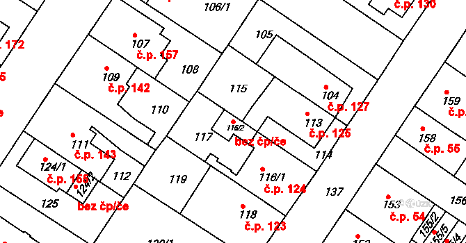 Teplice 45123136 na parcele st. 116/2 v KÚ Prosetice, Katastrální mapa