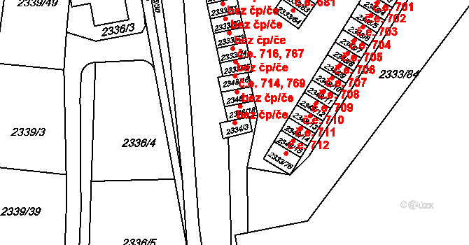 Pelhřimov 45279136 na parcele st. 2334/3 v KÚ Pelhřimov, Katastrální mapa
