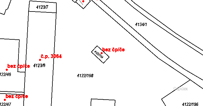 Brno 47814136 na parcele st. 4122/134 v KÚ Královo Pole, Katastrální mapa
