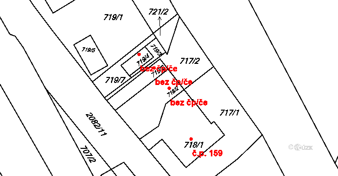 Třinec 48404136 na parcele st. 718/2 v KÚ Lyžbice, Katastrální mapa