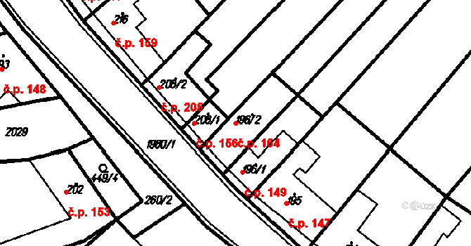 Kloboučky 164, Bučovice na parcele st. 196/2 v KÚ Kloboučky, Katastrální mapa