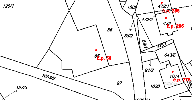 Orlice 56, Letohrad na parcele st. 85 v KÚ Orlice, Katastrální mapa
