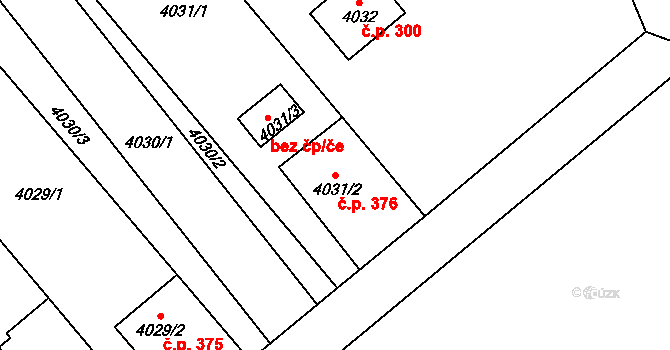 Choceňské Předměstí 376, Vysoké Mýto na parcele st. 4031/2 v KÚ Vysoké Mýto, Katastrální mapa