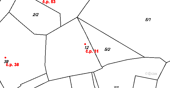 Předenice 31 na parcele st. 12 v KÚ Předenice, Katastrální mapa