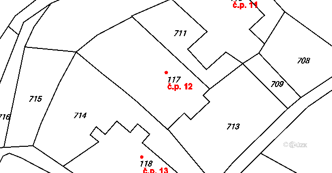 Pelechov 12, Lipoltice na parcele st. 117 v KÚ Lipoltice, Katastrální mapa