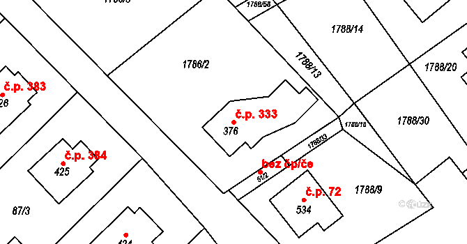 Lichnov 333 na parcele st. 376 v KÚ Lichnov u Nového Jičína, Katastrální mapa