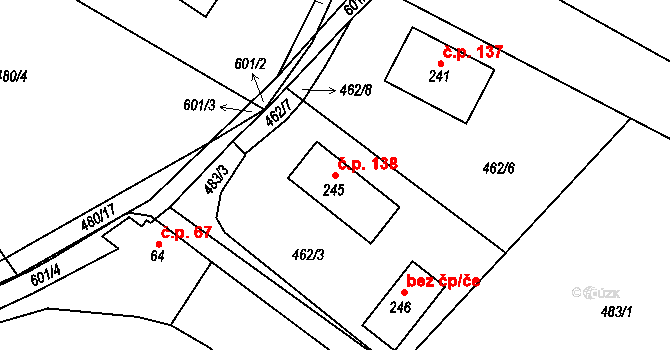 Herlify 138, Havlíčkův Brod na parcele st. 245 v KÚ Termesivy, Katastrální mapa