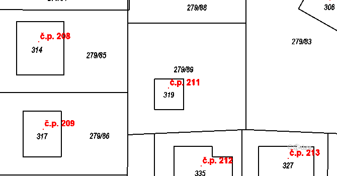 Kovářov 211 na parcele st. 319 v KÚ Kovářov, Katastrální mapa