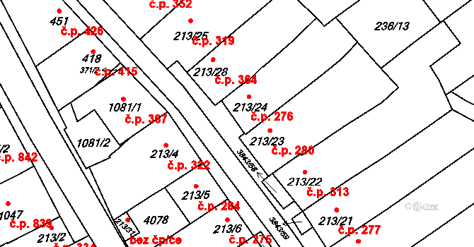 Rakvice 276 na parcele st. 213/24 v KÚ Rakvice, Katastrální mapa