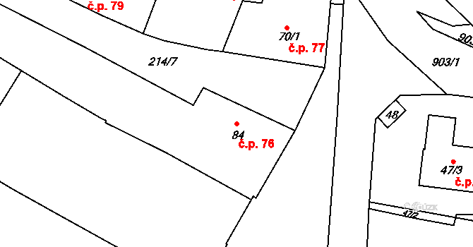 Lukov 76 na parcele st. 84 v KÚ Lukov nad Dyjí, Katastrální mapa