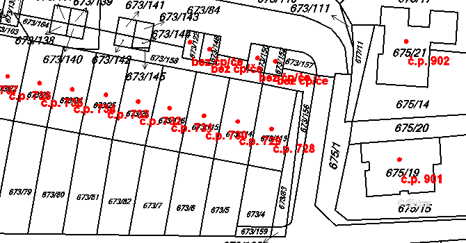 Žižkov 729, Kutná Hora na parcele st. 673/114 v KÚ Kutná Hora, Katastrální mapa