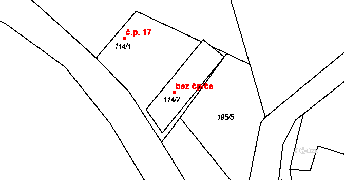 Bláto 17, Uhlířské Janovice na parcele st. 114/1 v KÚ Bláto, Katastrální mapa