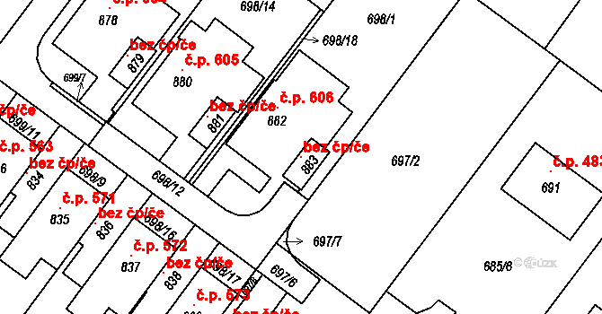 Držovice 115746137 na parcele st. 883 v KÚ Držovice na Moravě, Katastrální mapa