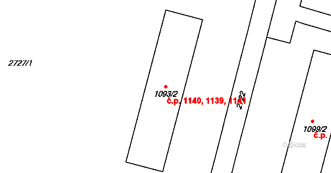 Ostrov 1139,1140,1141 na parcele st. 1093/2 v KÚ Ostrov nad Ohří, Katastrální mapa