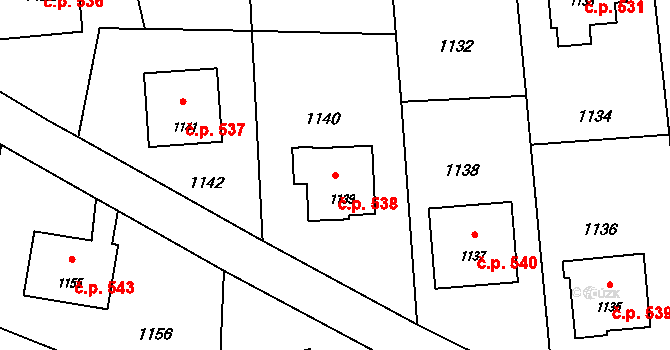 Horní Těrlicko 538, Těrlicko na parcele st. 1139 v KÚ Horní Těrlicko, Katastrální mapa