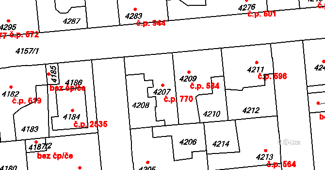 Kročehlavy 770, Kladno na parcele st. 4207 v KÚ Kročehlavy, Katastrální mapa