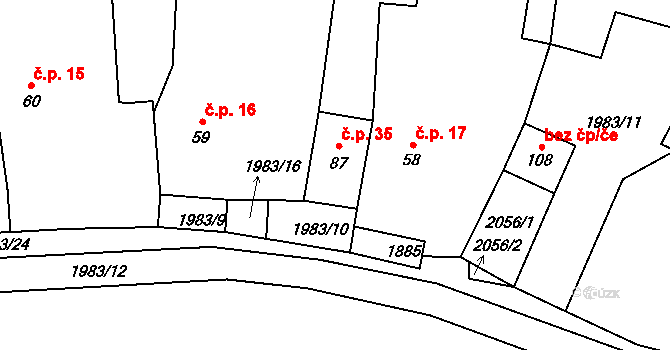 Pernolec 35, Částkov na parcele st. 87 v KÚ Pernolec, Katastrální mapa