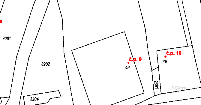 Čeřín 8, Rožmitál na Šumavě na parcele st. 48 v KÚ Čeřín, Katastrální mapa