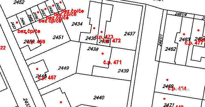 Mimoň I 471, Mimoň na parcele st. 2438 v KÚ Mimoň, Katastrální mapa