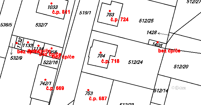 Libochovice 718 na parcele st. 784 v KÚ Libochovice, Katastrální mapa