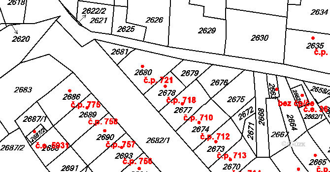 Střekov 718, Ústí nad Labem na parcele st. 2678 v KÚ Střekov, Katastrální mapa