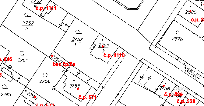 Poděbrady III 1110, Poděbrady na parcele st. 2757/3 v KÚ Poděbrady, Katastrální mapa