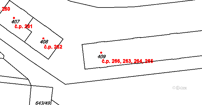 Maršov 263,264,265,266, Krupka na parcele st. 409 v KÚ Maršov u Krupky, Katastrální mapa
