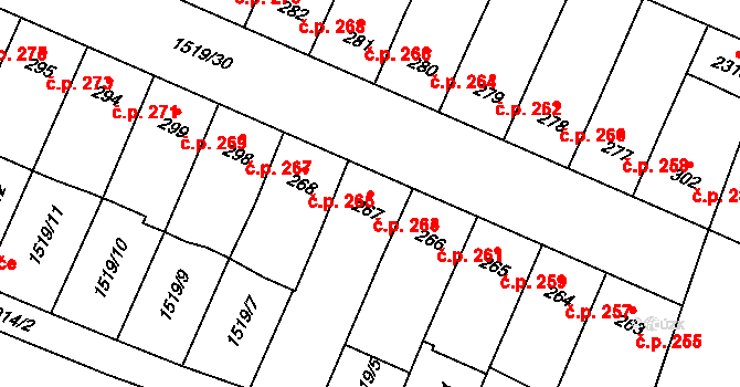 Lačnov 263, Svitavy na parcele st. 267 v KÚ Moravský Lačnov, Katastrální mapa
