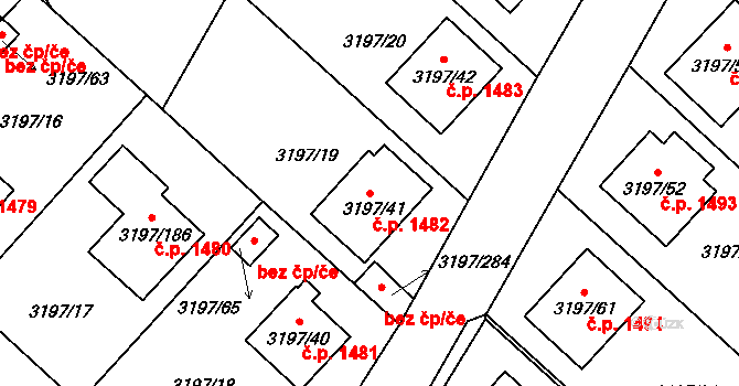 Pelhřimov 1482 na parcele st. 3197/41 v KÚ Pelhřimov, Katastrální mapa