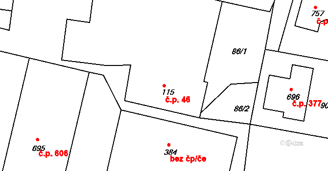 Černilov 46 na parcele st. 115 v KÚ Černilov, Katastrální mapa