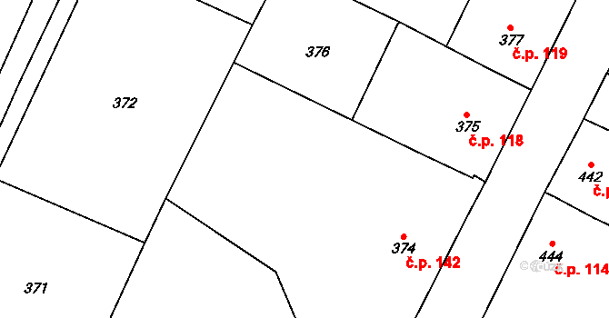 Klikov 142, Suchdol nad Lužnicí na parcele st. 374 v KÚ Klikov, Katastrální mapa