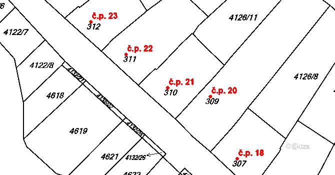 Zdravá Voda 21, Žarošice na parcele st. 310 v KÚ Žarošice, Katastrální mapa
