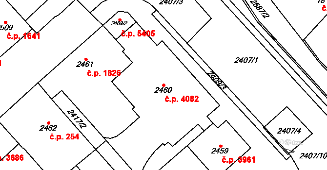 Chomutov 4082 na parcele st. 2460 v KÚ Chomutov I, Katastrální mapa