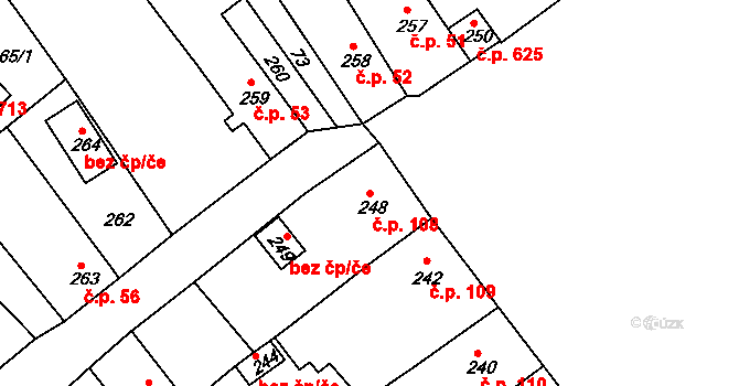 Hodkovice nad Mohelkou 108 na parcele st. 248 v KÚ Hodkovice nad Mohelkou, Katastrální mapa