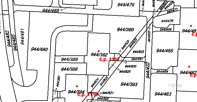 Šumbark 1117, Havířov na parcele st. 944/392 v KÚ Šumbark, Katastrální mapa