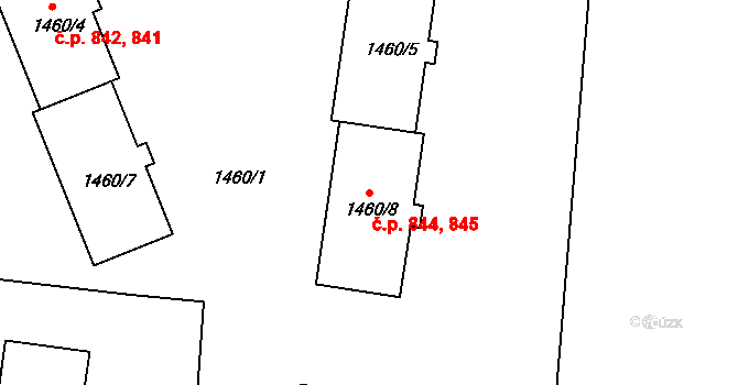 Černice 844,845, Plzeň na parcele st. 1460/8 v KÚ Černice, Katastrální mapa