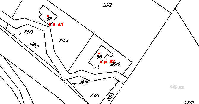 Prusice 43, Katastrální mapa