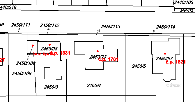 České Budějovice 6 1701, České Budějovice na parcele st. 2450/73 v KÚ České Budějovice 6, Katastrální mapa