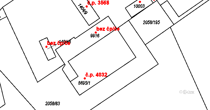 Hodonín 4032 na parcele st. 8695/1 v KÚ Hodonín, Katastrální mapa