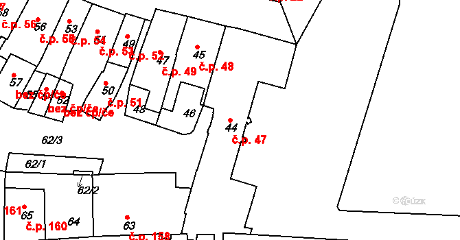 Jemnice 47 na parcele st. 44 v KÚ Jemnice, Katastrální mapa