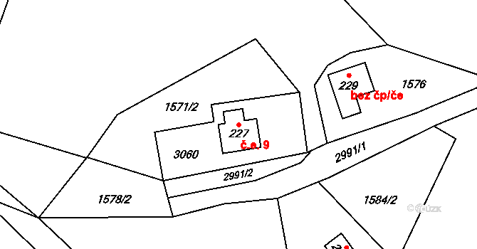 Babí 9, Trutnov na parcele st. 227 v KÚ Babí, Katastrální mapa