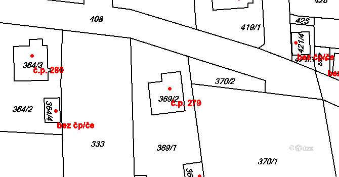 Neveklov 279 na parcele st. 369/2 v KÚ Neveklov, Katastrální mapa