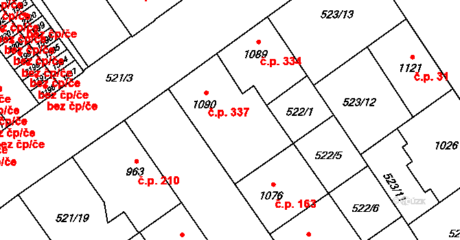 Přívoz 337, Ostrava na parcele st. 1090 v KÚ Přívoz, Katastrální mapa